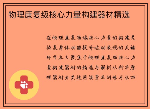 物理康复级核心力量构建器材精选